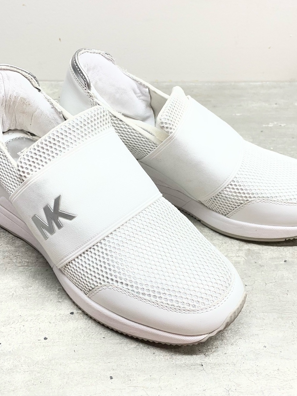 Michael Kors Silver Metallic Logo Detail Slip-On